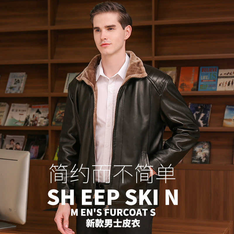 厂家直销男装男士皮衣商务休闲加厚加绒PU男款皮衣加绒皮夹克批发