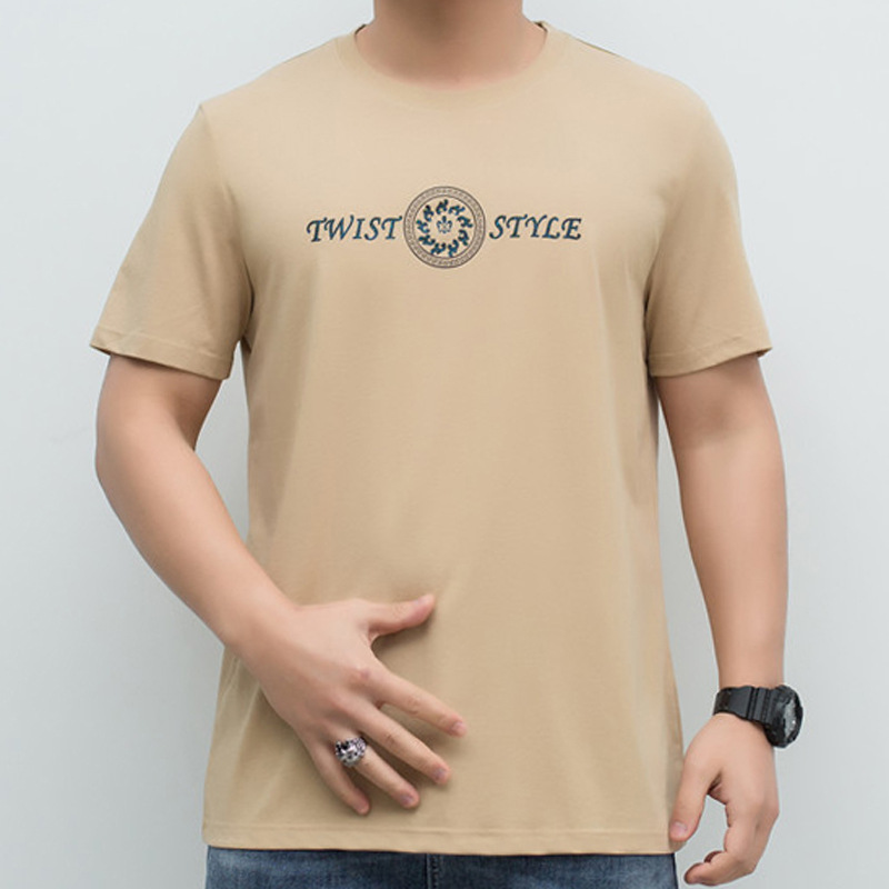 丝光棉t恤男短袖胖子衣服男休闲大码体恤印花打底衣半袖厂家批发