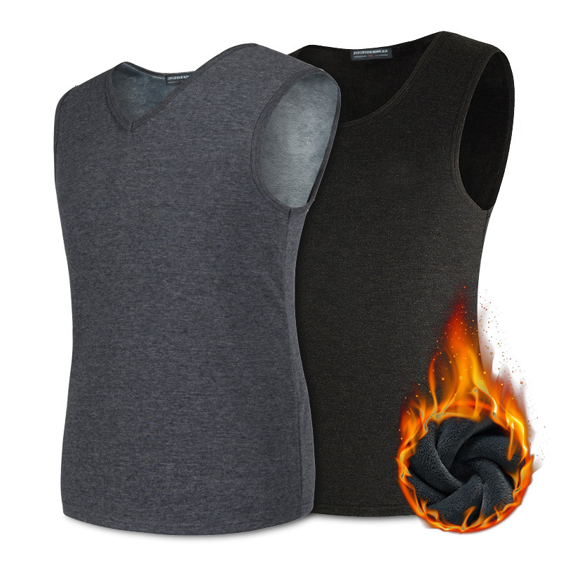 清仓处理男士加绒保暖背心冬季不倒绒打底加厚聚热纯棉背心男特价