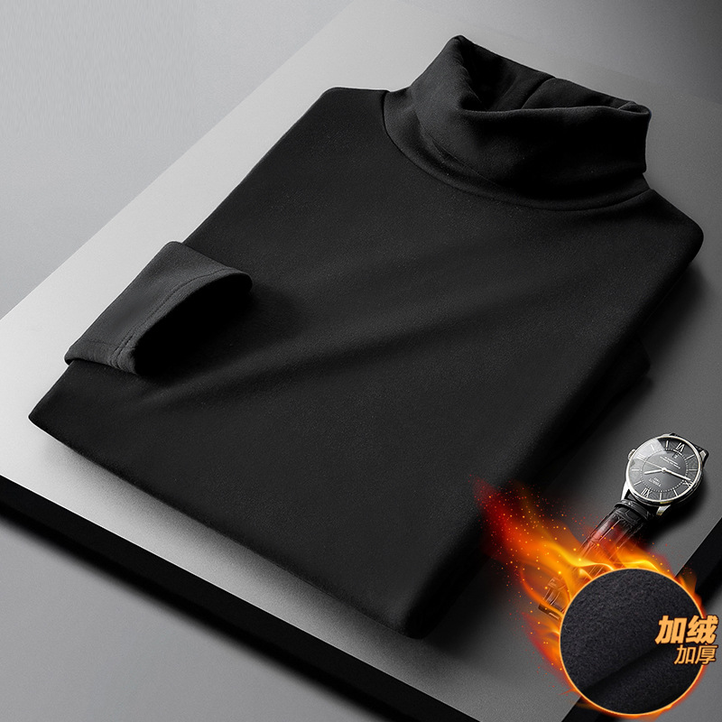 冬季中高领保暖内衣男外穿单件上衣长袖加厚打底棉毛衫秋衣男批发