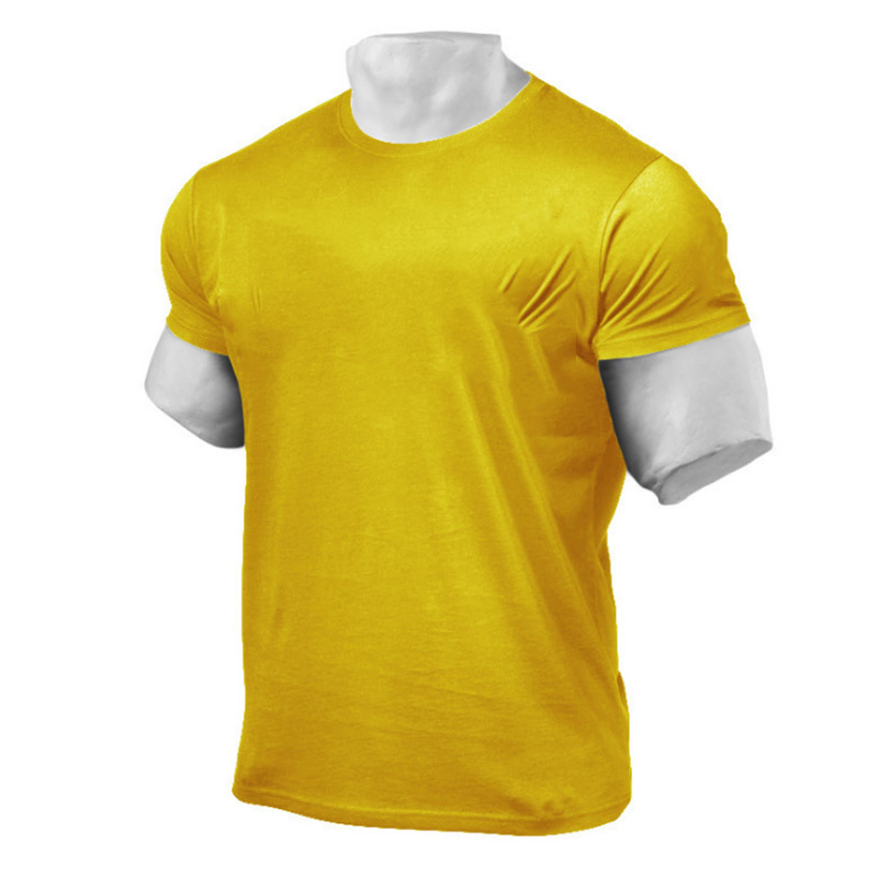 厂家直销欧码纯色健身男士圆领运动棉t恤肌肉短袖可定做logo