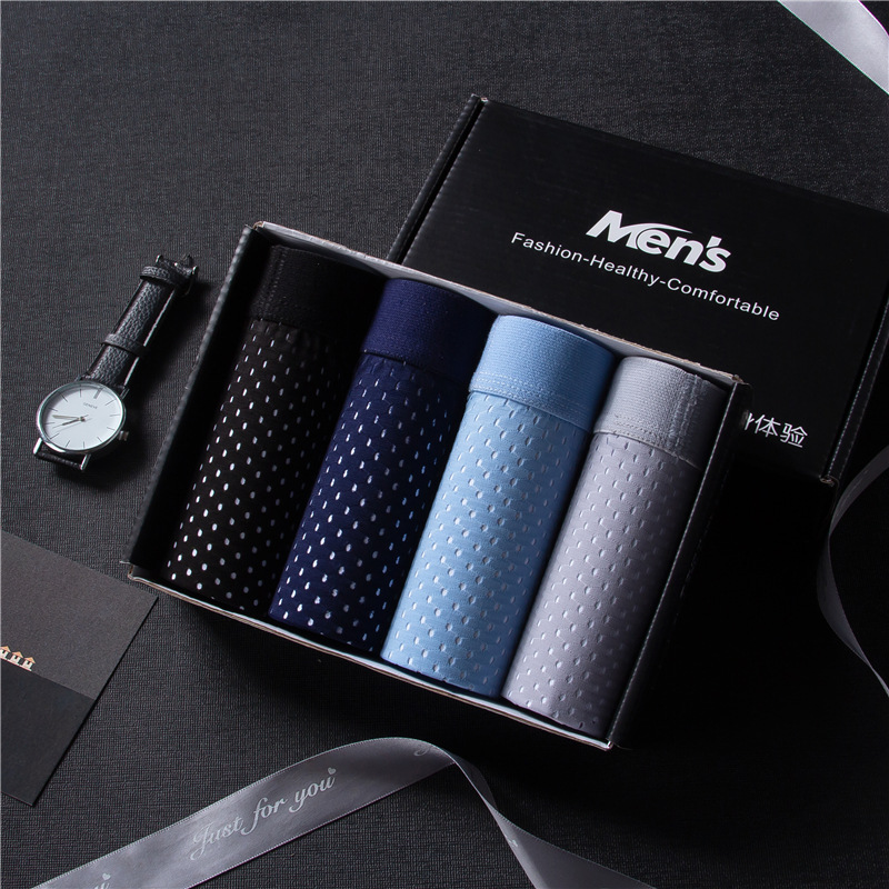 冰丝网眼莱卡男士内裤四角裤中腰运动裤头平角裤透气内裤一件代发