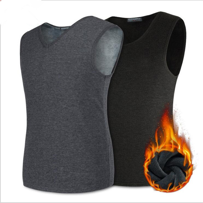 秋冬新款季男士加绒保暖背心不倒绒上衣男加厚纯棉背心男一件代发