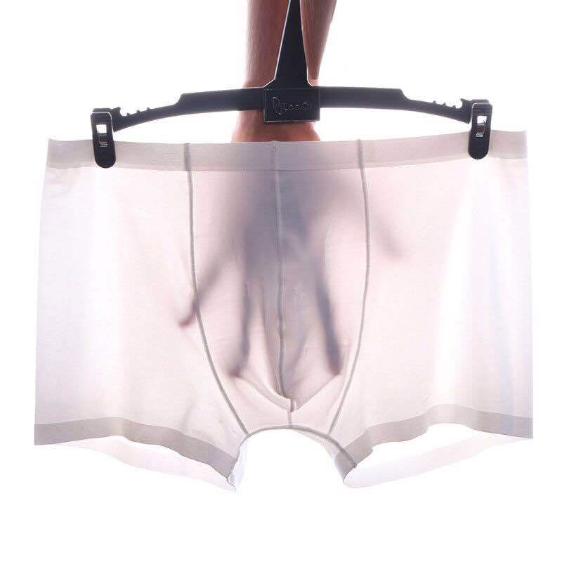 夏季薄款男士内裤冰丝平角裤透气舒适性感青年透明四角裤头男短裤