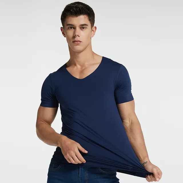 男士冰丝无痕短袖夏季薄款透气休闲居家服速干汗衫睡衣男上衣T恤