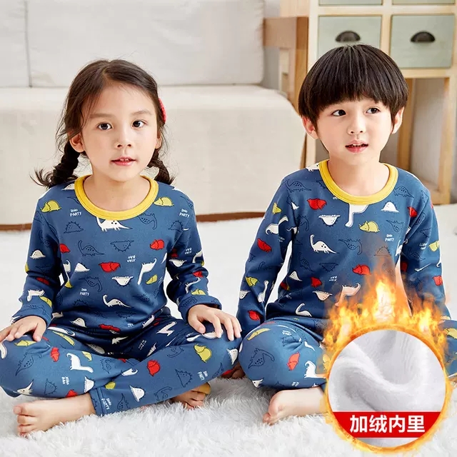 儿童保暖内衣套装加绒加厚 男童 女童内穿衣服冬季男孩中大童 