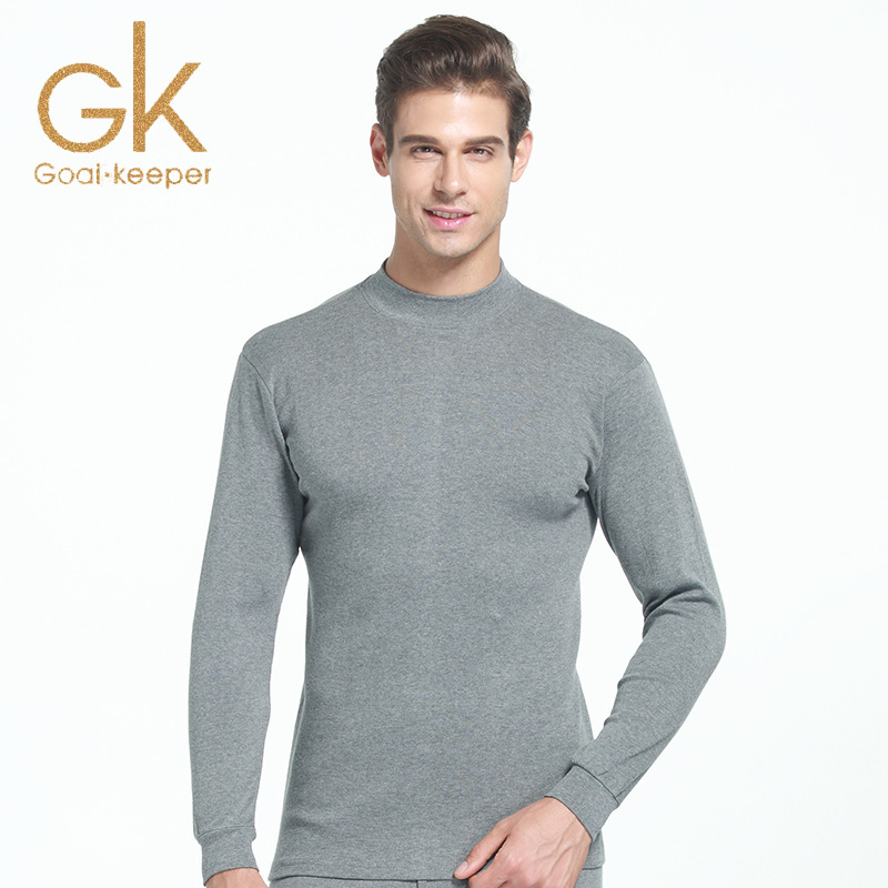 厂家直销GK新款棉质圆领 中领保暖内套装衣男士秋衣秋裤 棉毛衫