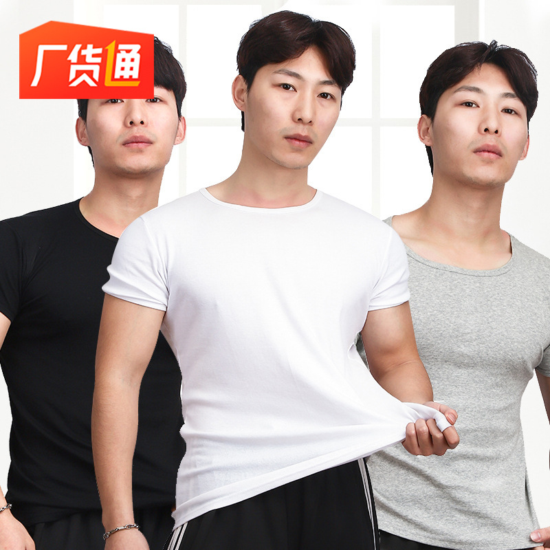 2019T桖常规款细螺纹全棉健康素色内衣中老年打底舒适