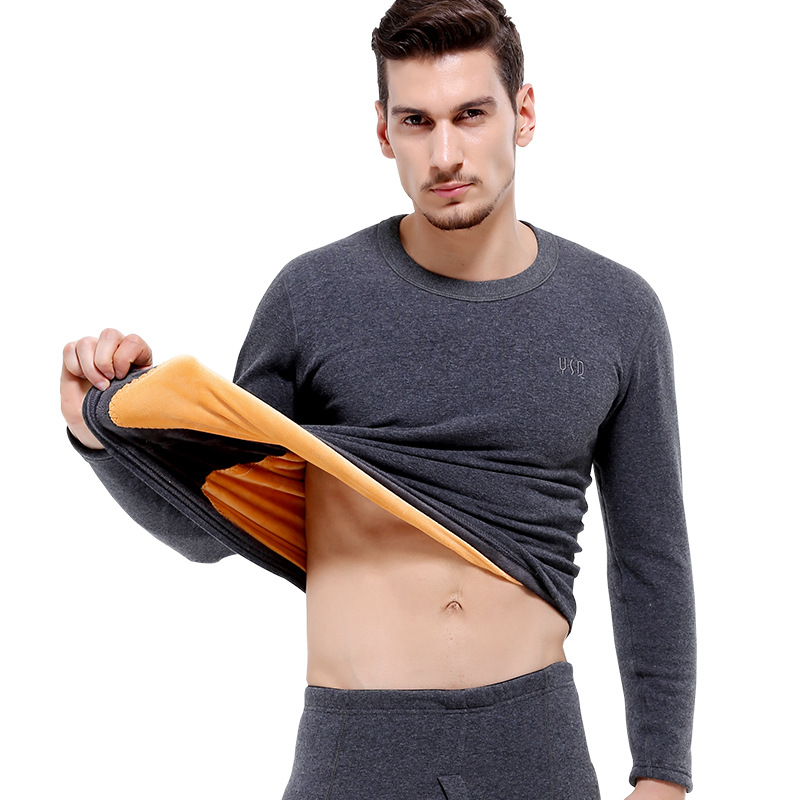 送爸妈贴心保暖内衣 黄金甲保暖内衣加绒加厚男女士套装 一件代发