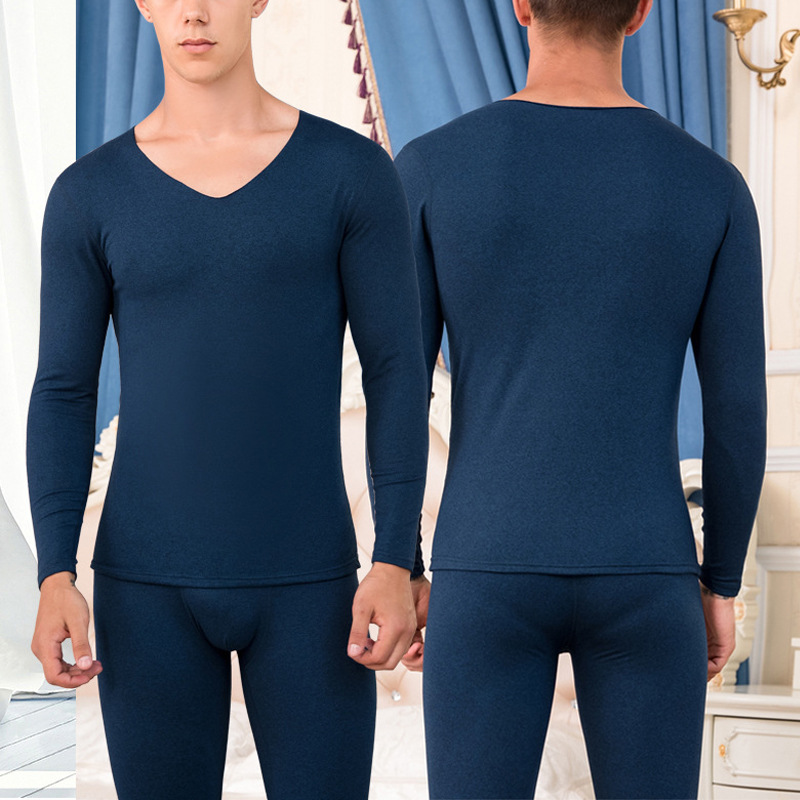 男士女无痕保暖内衣冬款加绒v领棉毛衫衣秋裤男抖音爆款一件代发