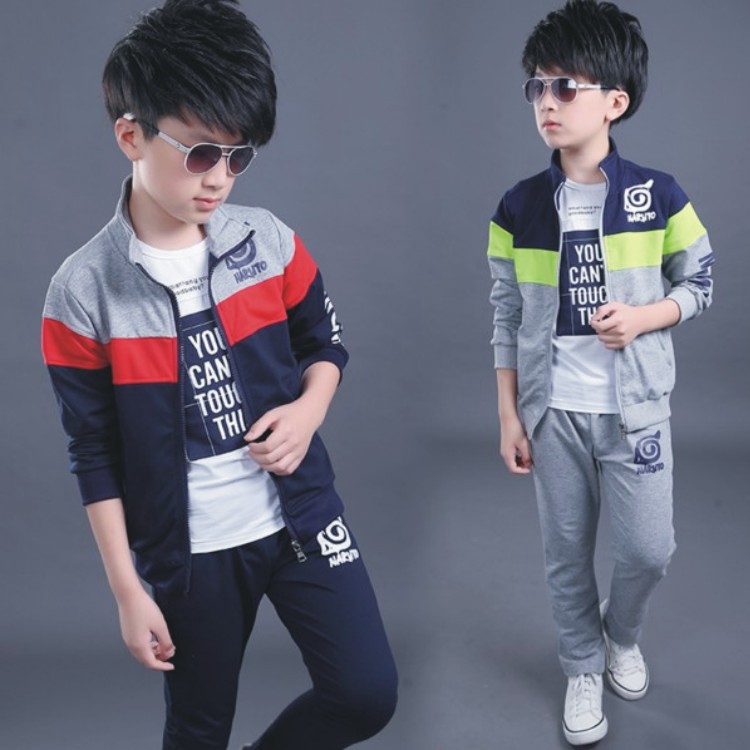 儿童套装男童套装春秋装新款 中大童韩版儿童长袖两件套 代发