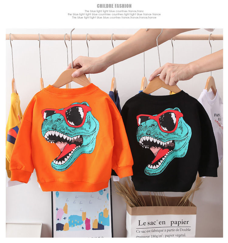 男童卫衣春秋款薄洋气男宝宝卫衣秋装上衣潮帅气百搭恐龙厂家批发